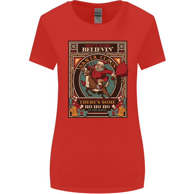 Funny Christmas Santa Clause Offensive Womens Wider Cut T-Shirt Red