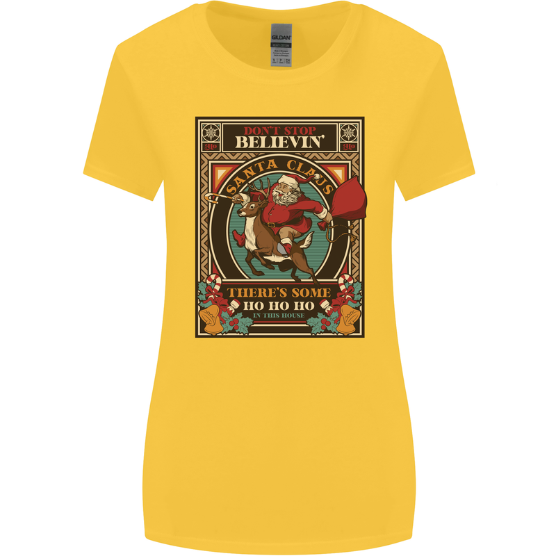 Funny Christmas Santa Clause Offensive Womens Wider Cut T-Shirt Yellow