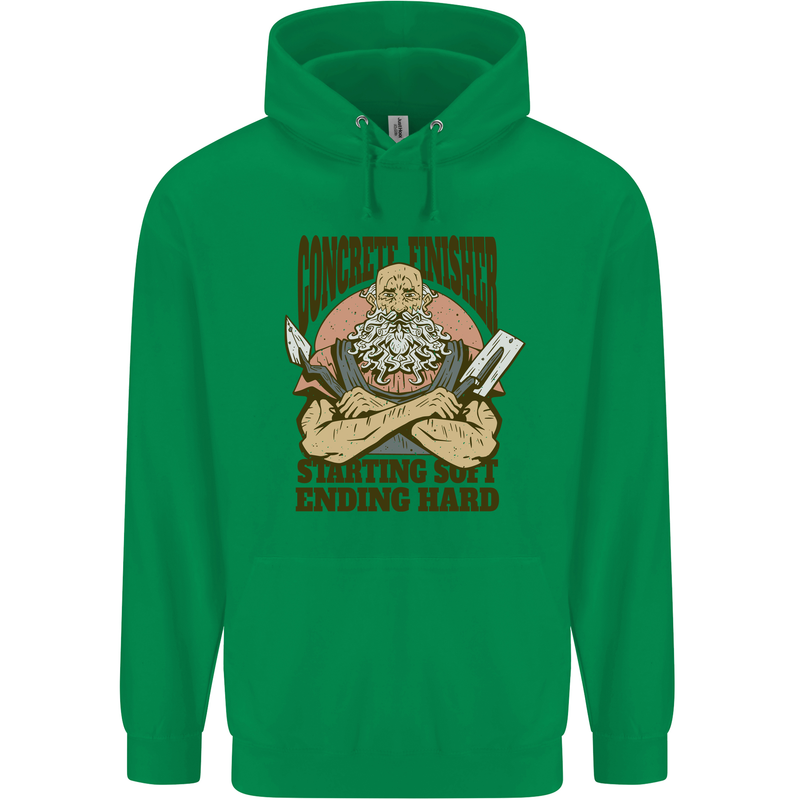 Funny Concrete Finisher Builder Construction Mens 80% Cotton Hoodie Irish Green