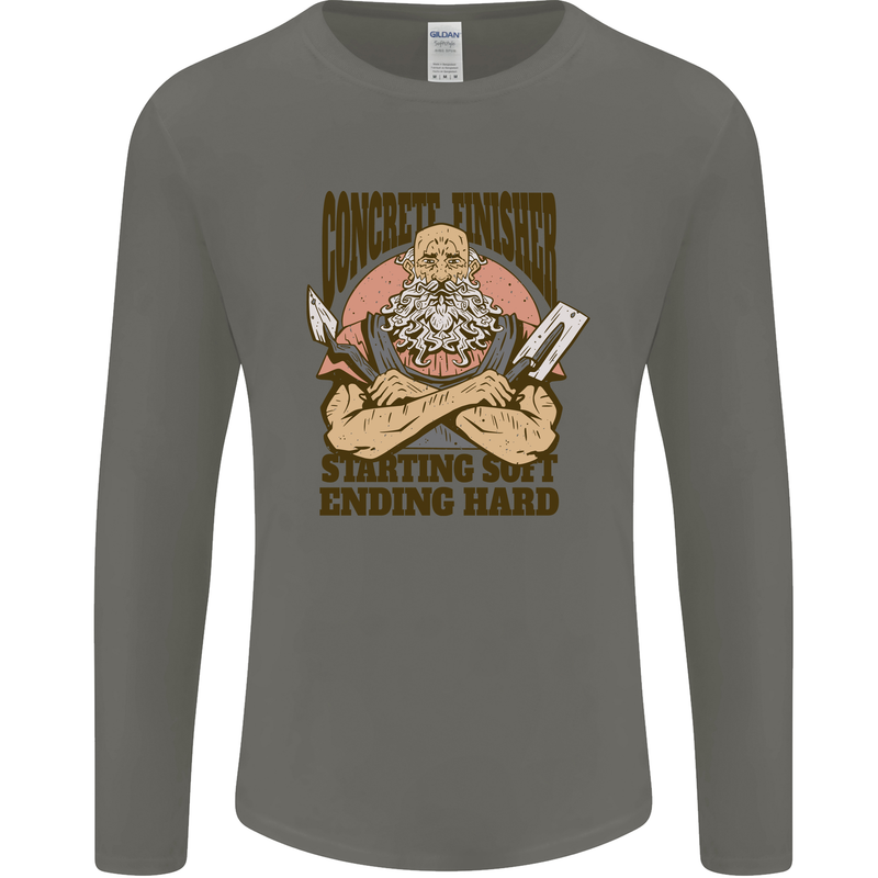 Funny Concrete Finisher Builder Construction Mens Long Sleeve T-Shirt Charcoal