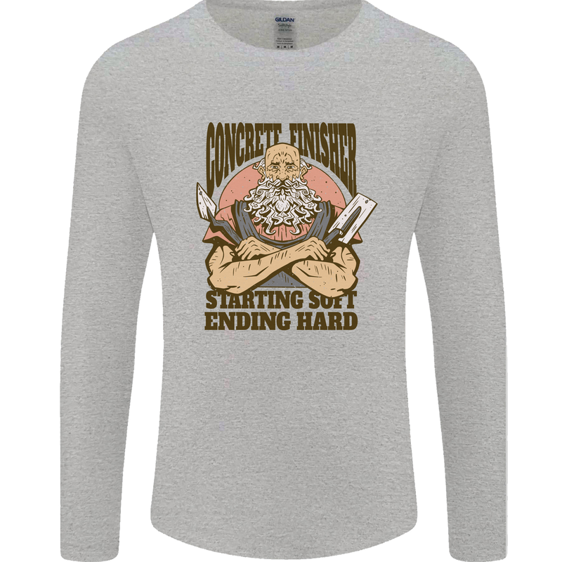 Funny Concrete Finisher Builder Construction Mens Long Sleeve T-Shirt Sports Grey