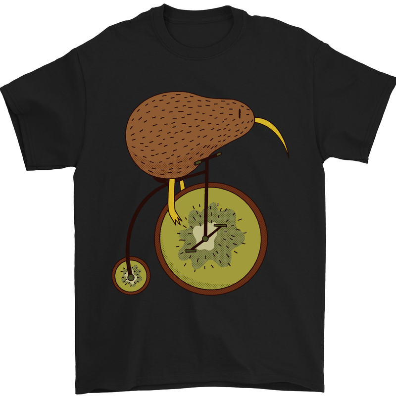 a black t - shirt with a kiwi on it