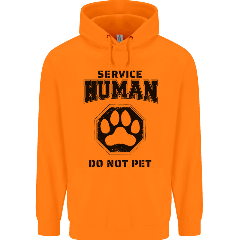 Funny Dog Service Human Do Not Pet Childrens Kids Hoodie Orange