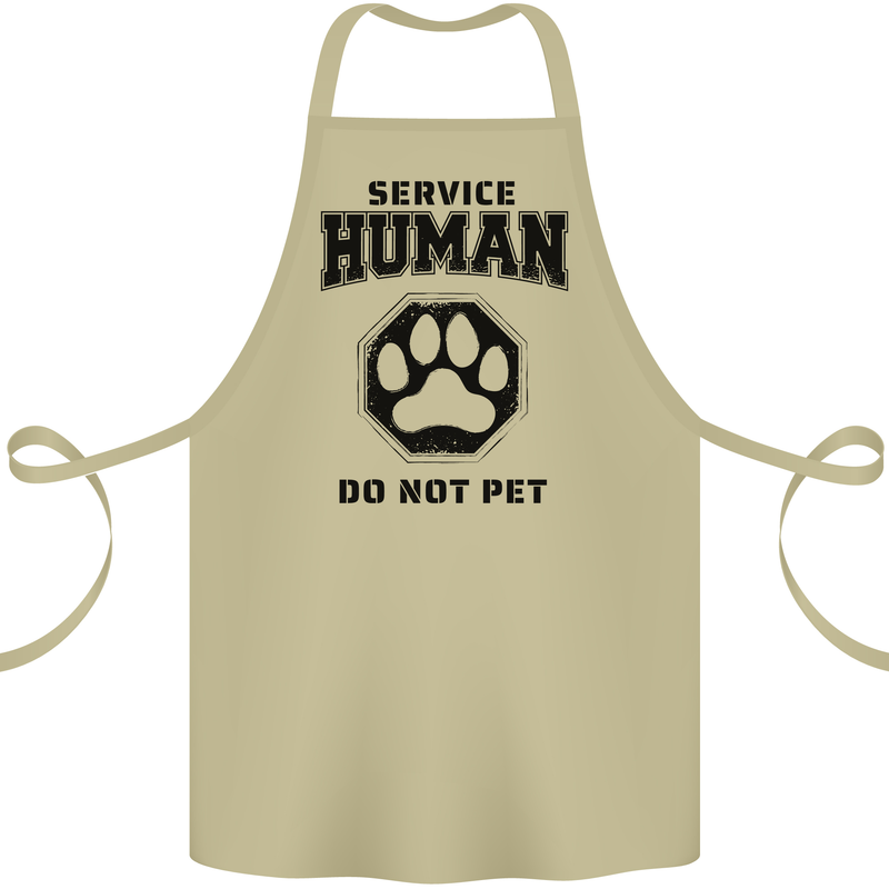 Funny Dog Service Human Do Not Pet Cotton Apron 100% Organic Khaki