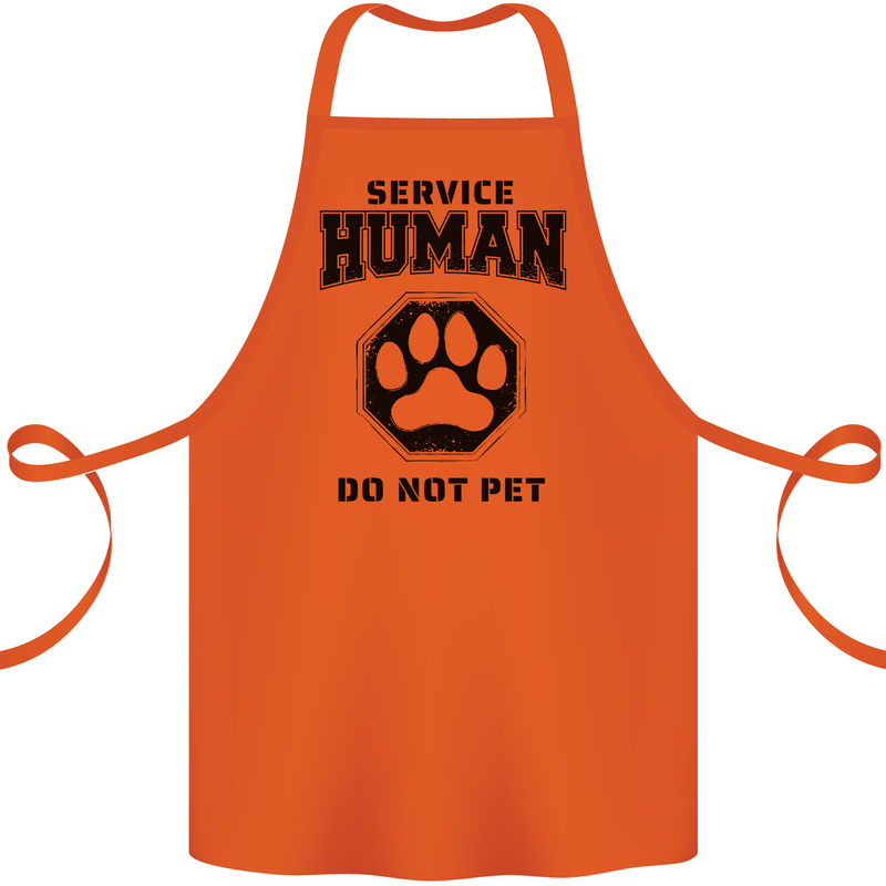 Funny Dog Service Human Do Not Pet Cotton Apron 100% Organic Orange