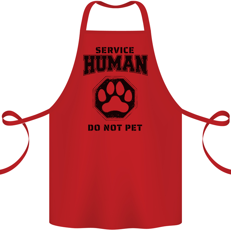 Funny Dog Service Human Do Not Pet Cotton Apron 100% Organic Red
