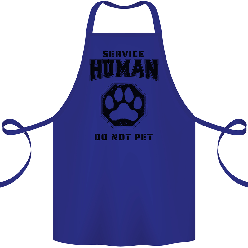 Funny Dog Service Human Do Not Pet Cotton Apron 100% Organic Royal Blue