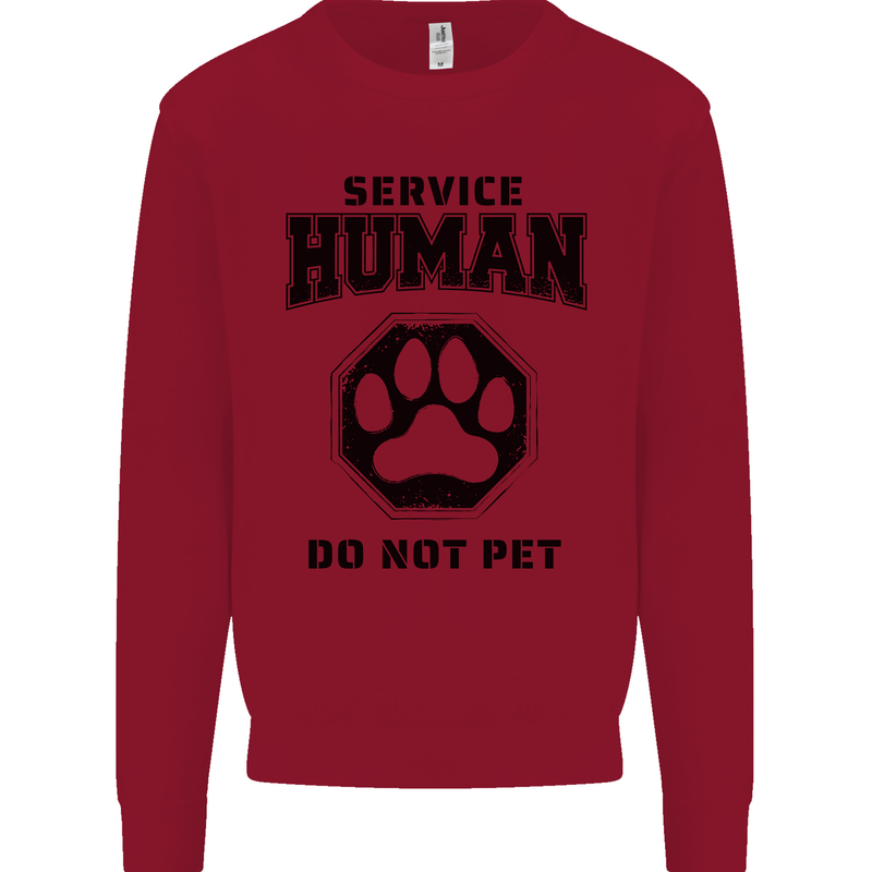 Funny Dog Service Human Do Not Pet Kids Sweatshirt Jumper Red