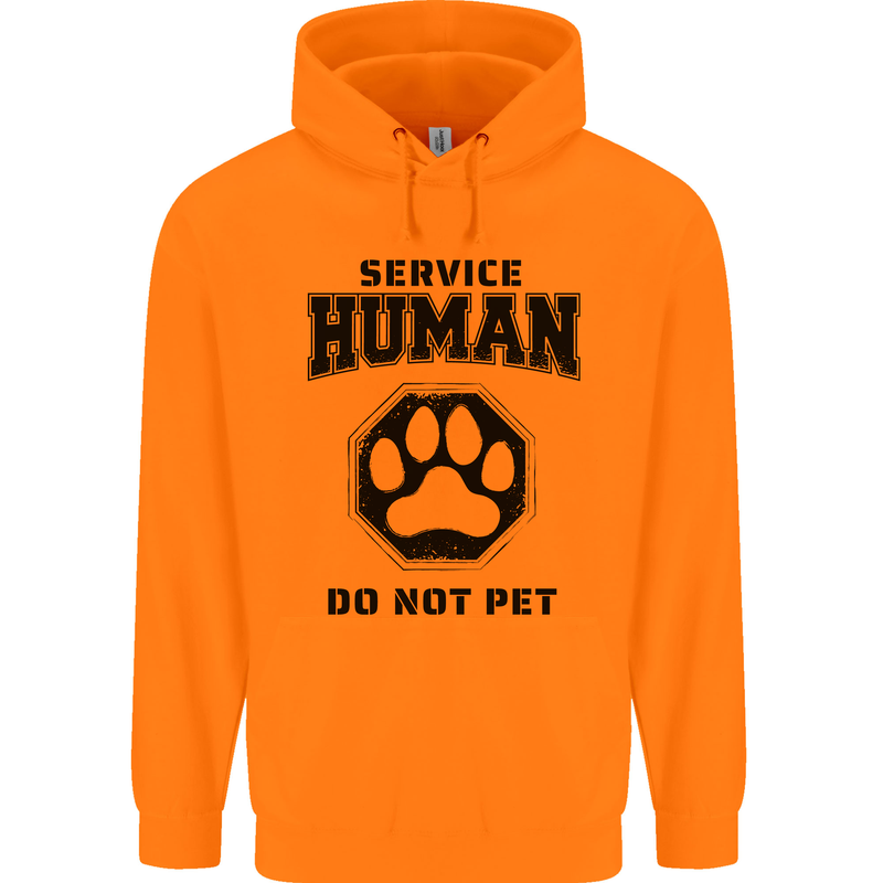 Funny Dog Service Human Do Not Pet Mens 80% Cotton Hoodie Orange
