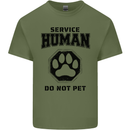 Funny Dog Service Human Do Not Pet Mens Cotton T-Shirt Tee Top Military Green