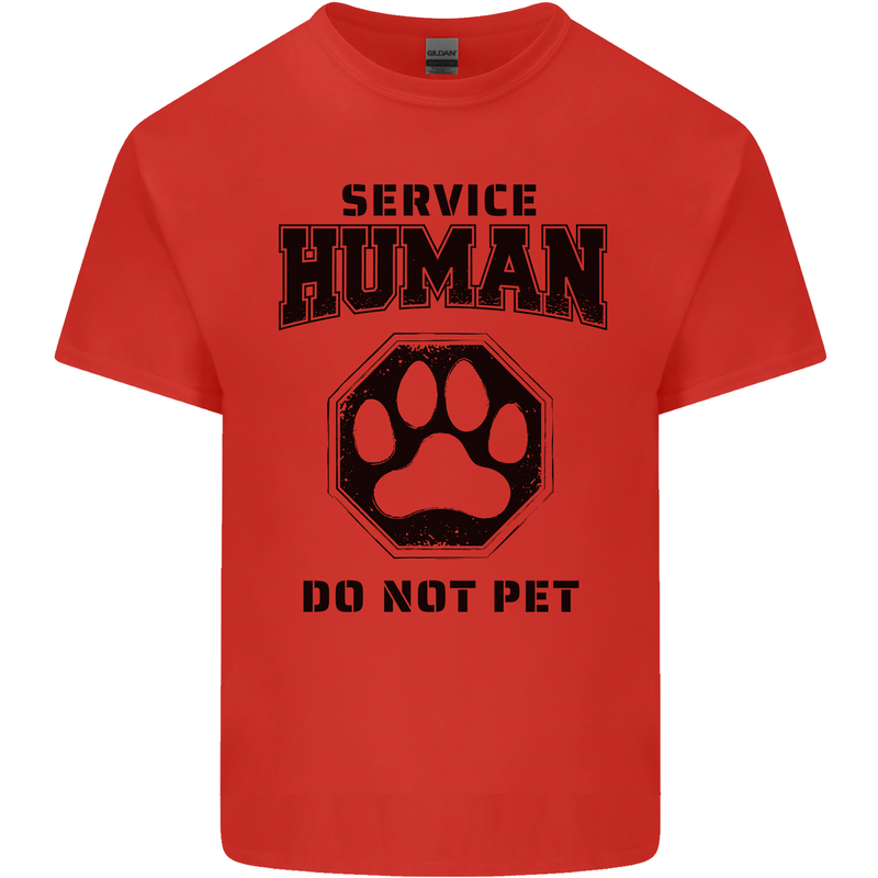 Funny Dog Service Human Do Not Pet Mens Cotton T-Shirt Tee Top Red