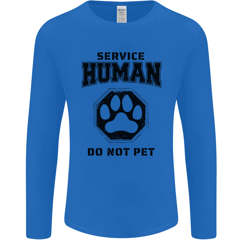 Funny Dog Service Human Do Not Pet Mens Long Sleeve T-Shirt Royal Blue