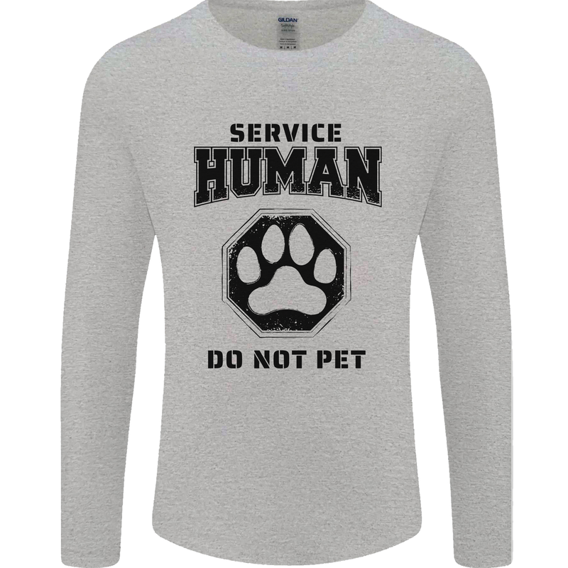 Funny Dog Service Human Do Not Pet Mens Long Sleeve T-Shirt Sports Grey