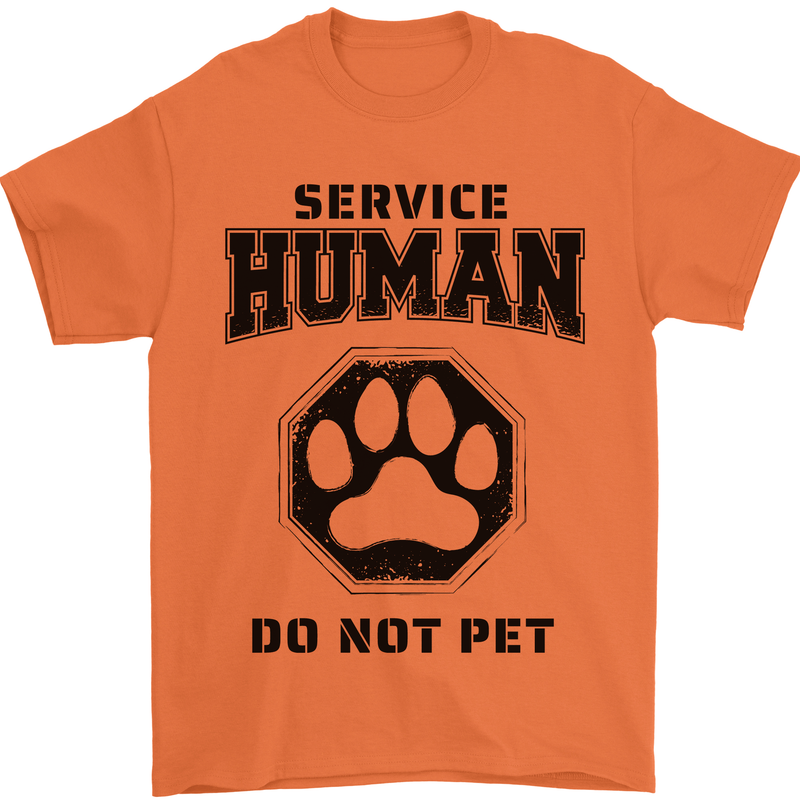 Funny Dog Service Human Do Not Pet Mens T-Shirt 100% Cotton Orange