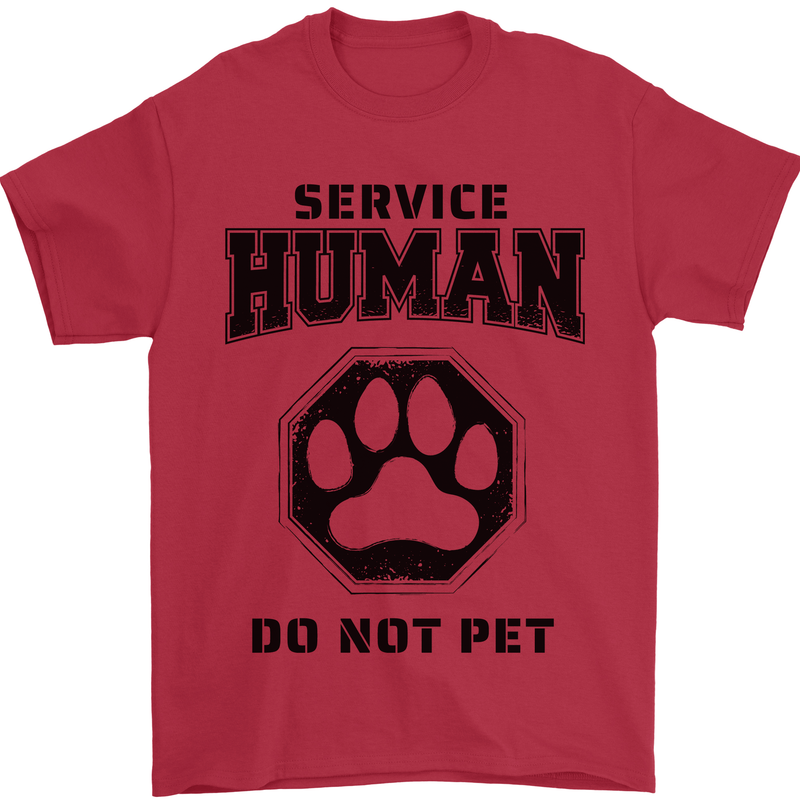 Funny Dog Service Human Do Not Pet Mens T-Shirt 100% Cotton Red
