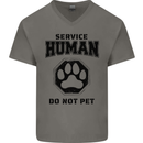 Funny Dog Service Human Do Not Pet Mens V-Neck Cotton T-Shirt Charcoal