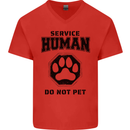 Funny Dog Service Human Do Not Pet Mens V-Neck Cotton T-Shirt Red