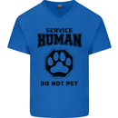 Funny Dog Service Human Do Not Pet Mens V-Neck Cotton T-Shirt Royal Blue