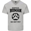 Funny Dog Service Human Do Not Pet Mens V-Neck Cotton T-Shirt Sports Grey