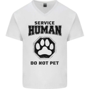 Funny Dog Service Human Do Not Pet Mens V-Neck Cotton T-Shirt White