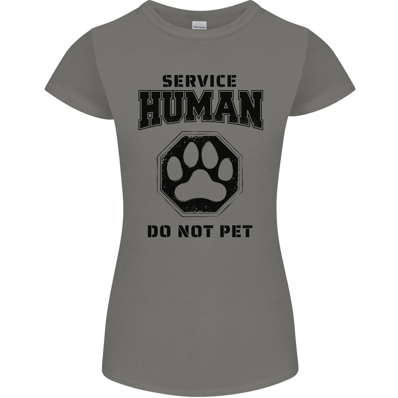 Funny Dog Service Human Do Not Pet Womens Petite Cut T-Shirt Charcoal