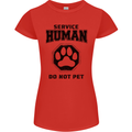 Funny Dog Service Human Do Not Pet Womens Petite Cut T-Shirt Red
