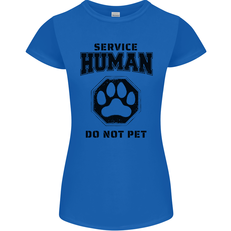 Funny Dog Service Human Do Not Pet Womens Petite Cut T-Shirt Royal Blue