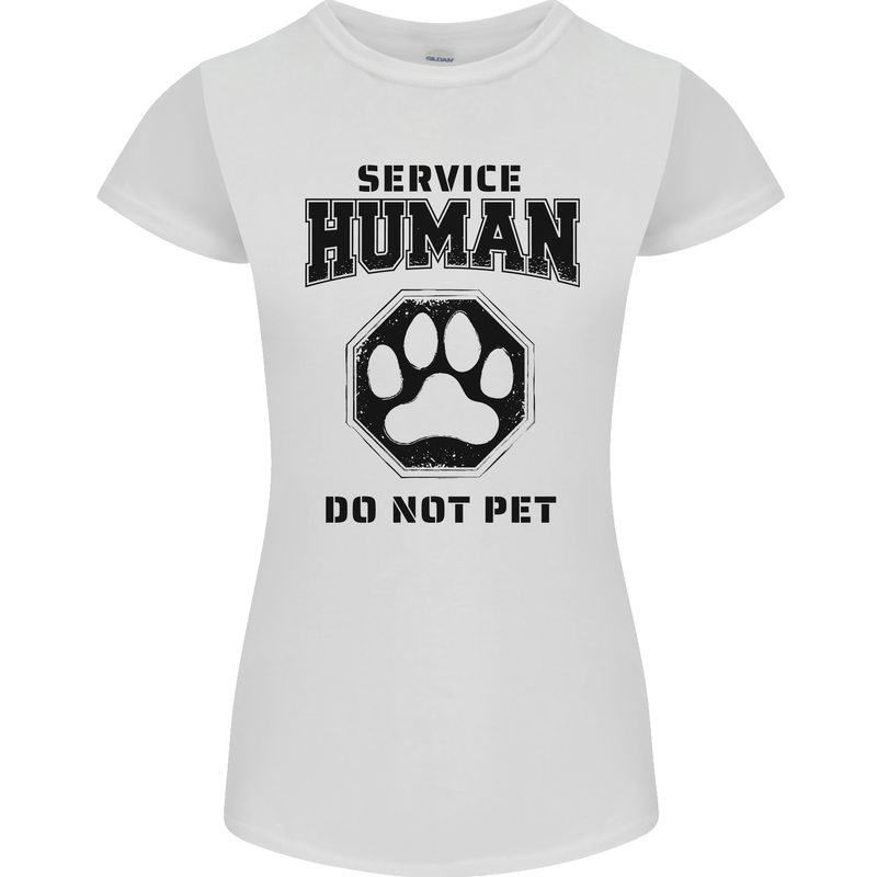 Funny Dog Service Human Do Not Pet Womens Petite Cut T-Shirt White