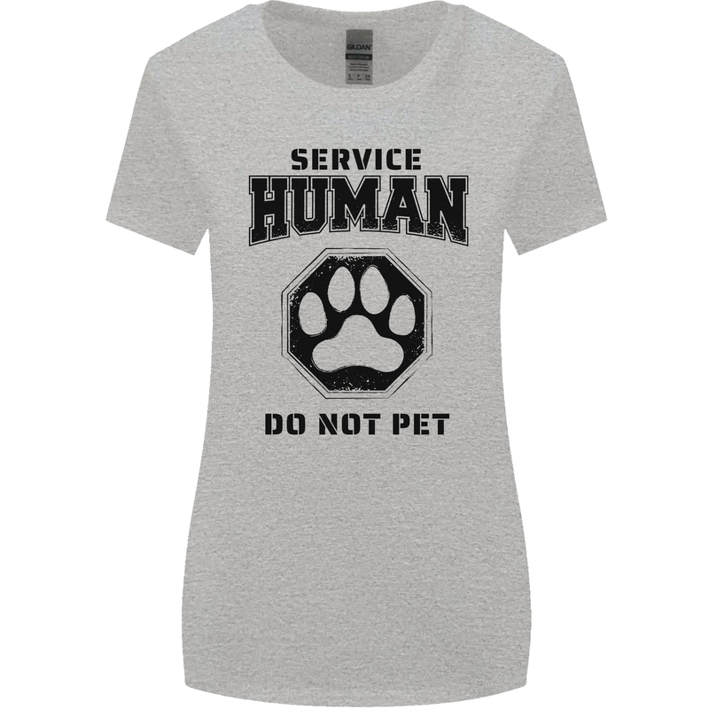 Funny Dog Service Human Do Not Pet Womens Wider Cut T-Shirt Sports Grey