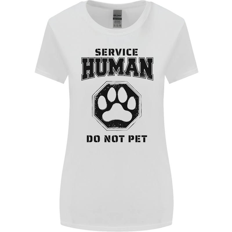 Funny Dog Service Human Do Not Pet Womens Wider Cut T-Shirt White