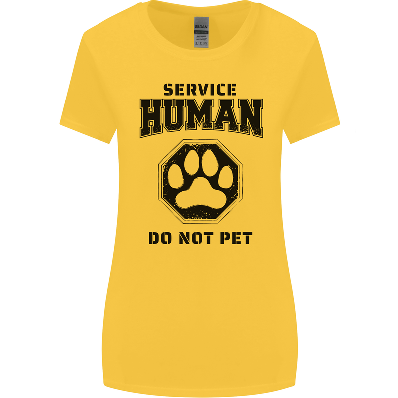 Funny Dog Service Human Do Not Pet Womens Wider Cut T-Shirt Yellow