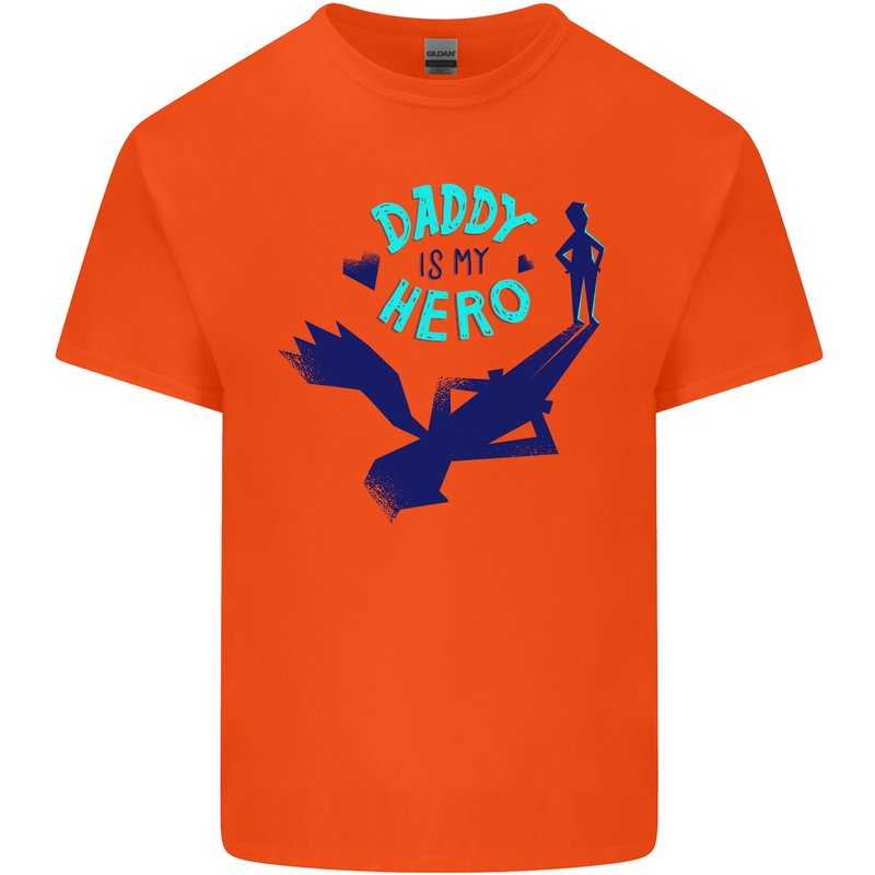 Funny Fathers Day Daddy is My Superhero Kids T-Shirt Childrens Orange