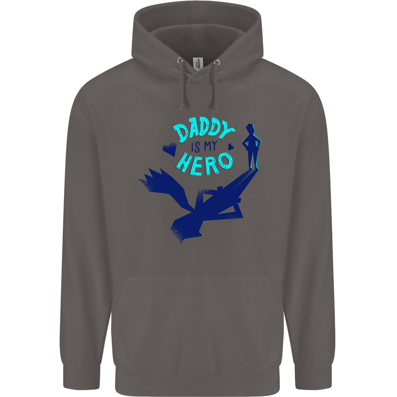 Funny Fathers Day Daddy is My Superhero Mens 80% Cotton Hoodie Charcoal