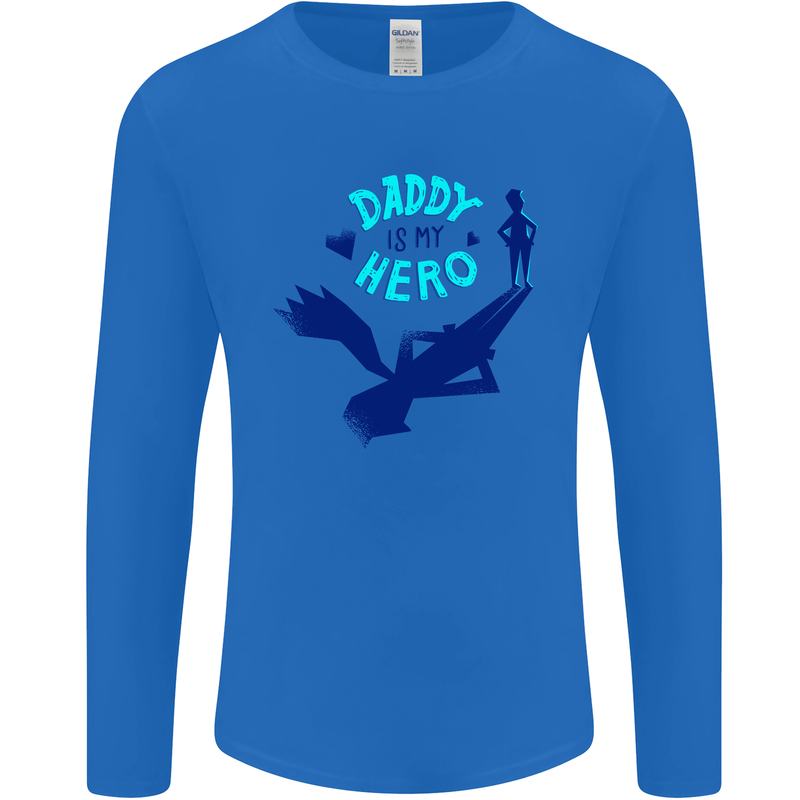 Funny Fathers Day Daddy is My Superhero Mens Long Sleeve T-Shirt Royal Blue