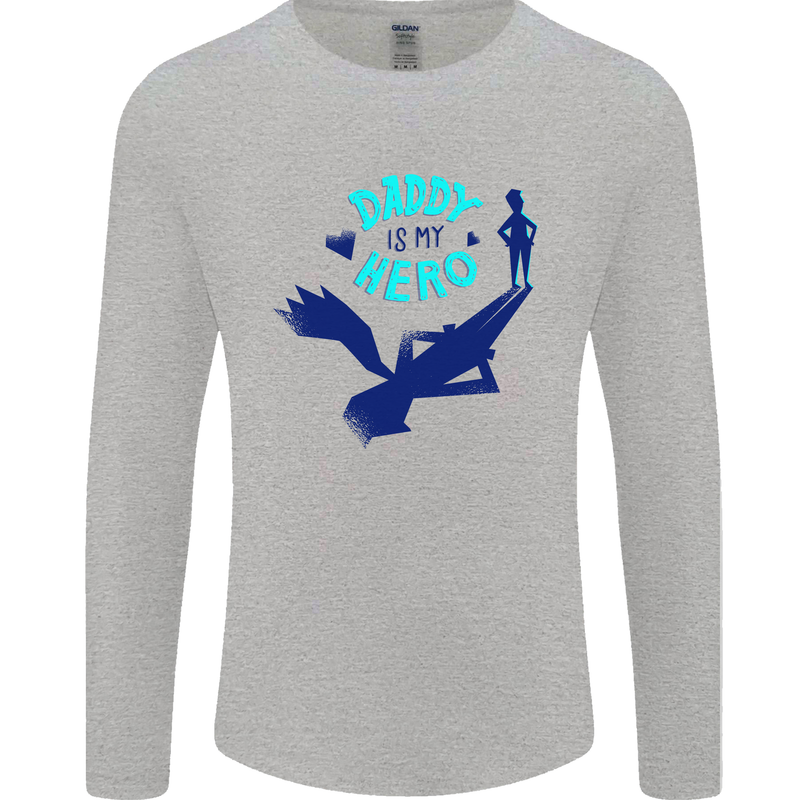 Funny Fathers Day Daddy is My Superhero Mens Long Sleeve T-Shirt Sports Grey