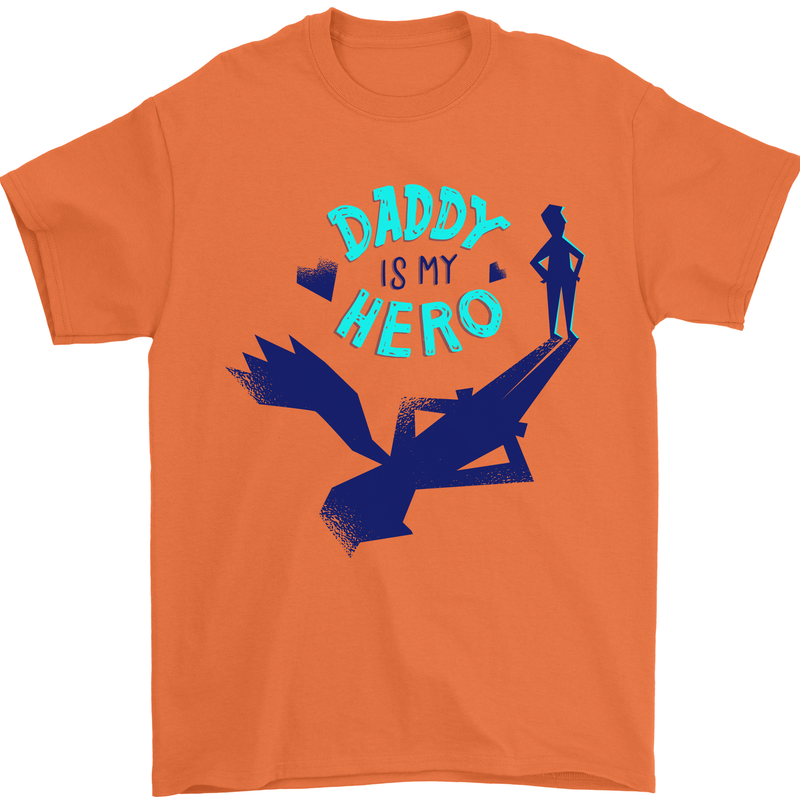 Funny Fathers Day Daddy is My Superhero Mens T-Shirt 100% Cotton Orange