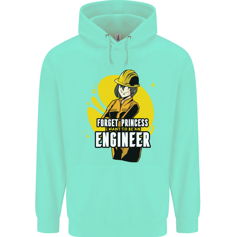 Funny Female Engineer Forget Princess Childrens Kids Hoodie Peppermint