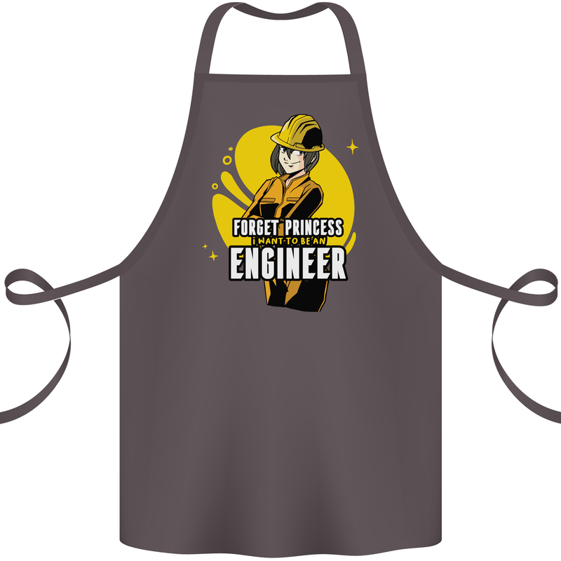 Funny Female Engineer Forget Princess Cotton Apron 100% Organic Dark Grey