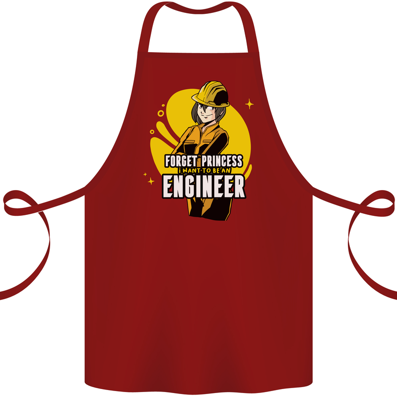 Funny Female Engineer Forget Princess Cotton Apron 100% Organic Maroon