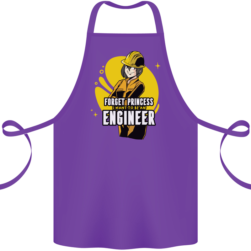 Funny Female Engineer Forget Princess Cotton Apron 100% Organic Purple