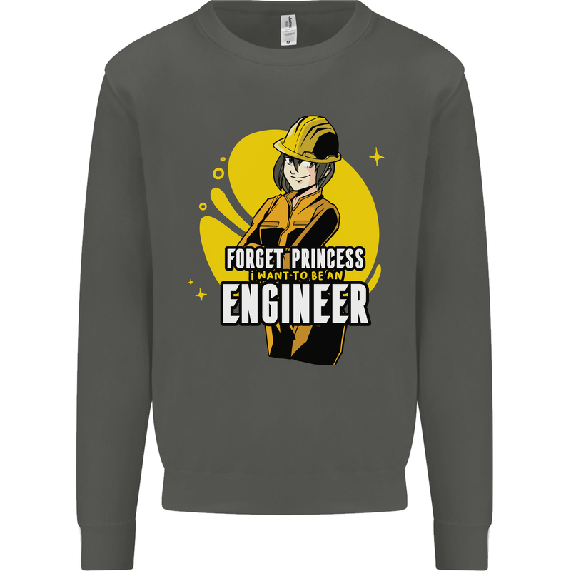 Funny Female Engineer Forget Princess Kids Sweatshirt Jumper Storm Grey