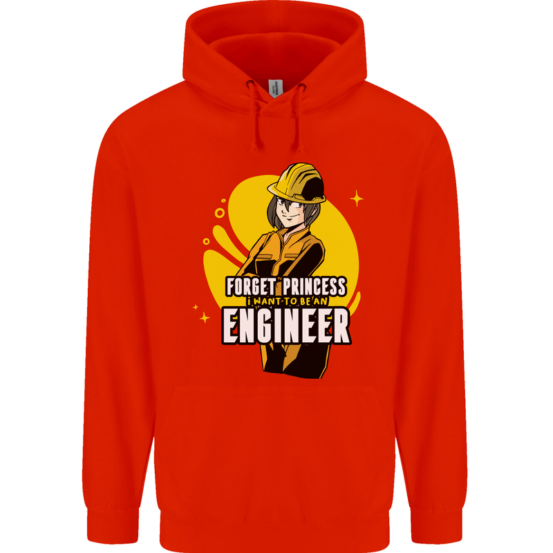 Funny Female Engineer Forget Princess Mens 80% Cotton Hoodie Bright Red