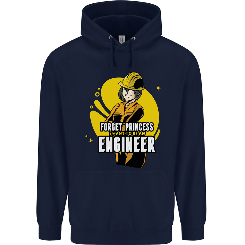 Funny Female Engineer Forget Princess Mens 80% Cotton Hoodie Navy Blue