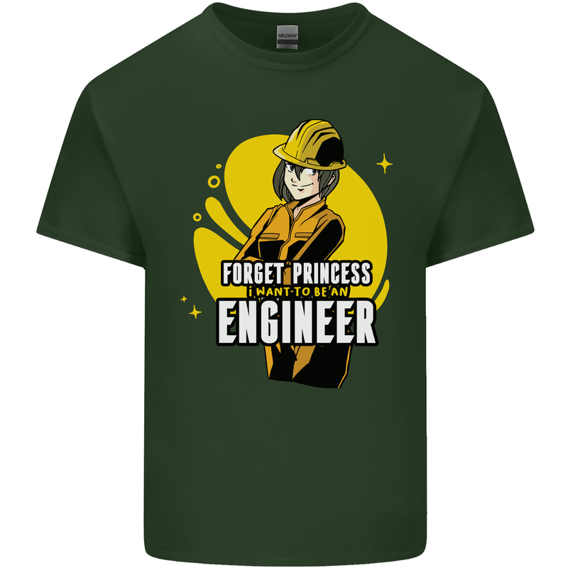 Funny Female Engineer Forget Princess Mens Cotton T-Shirt Tee Top Forest Green