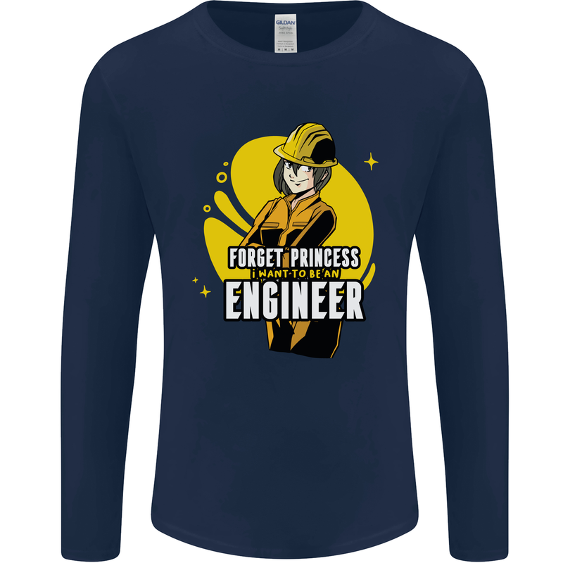 Funny Female Engineer Forget Princess Mens Long Sleeve T-Shirt Navy Blue