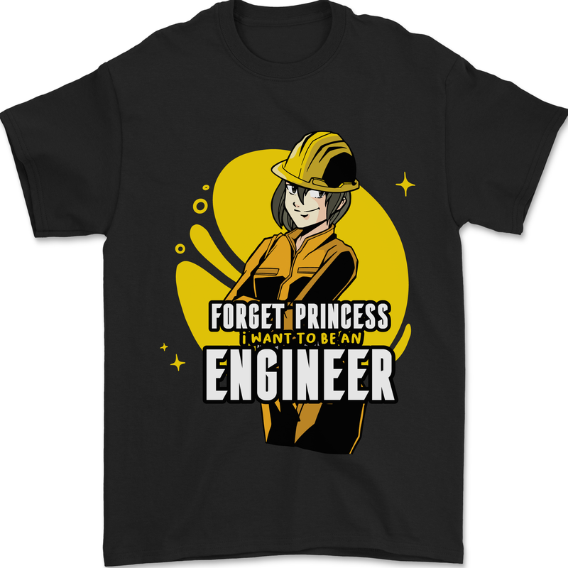 Funny Female Engineer Forget Princess Mens T-Shirt 100% Cotton Black
