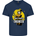 Funny Female Engineer Forget Princess Mens V-Neck Cotton T-Shirt Navy Blue