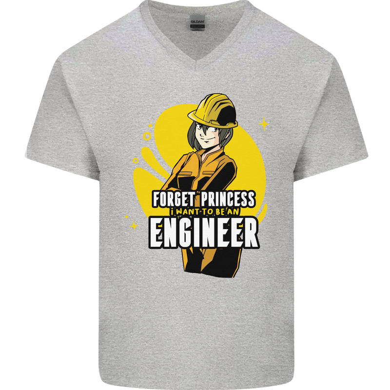 Funny Female Engineer Forget Princess Mens V-Neck Cotton T-Shirt Sports Grey