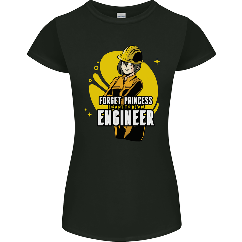 Funny Female Engineer Forget Princess Womens Petite Cut T-Shirt Black