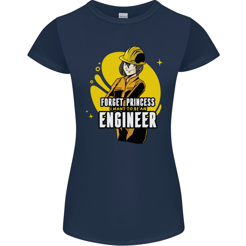 Funny Female Engineer Forget Princess Womens Petite Cut T-Shirt Navy Blue
